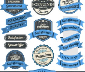 Retro premium quality ribbon labels vector 02