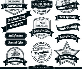 Retro premium quality ribbon labels vector 04