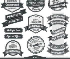 Retro premium quality ribbon labels vector 05
