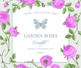 Rose with butterfly  vintage cards vector graphic