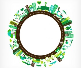 Round city frames vector graphic 01