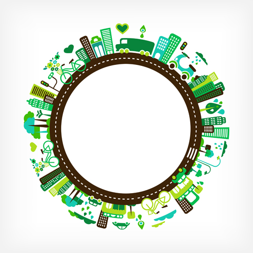 Round city frames vector graphic 01