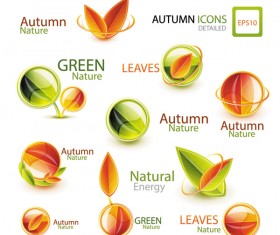 Shiny autumn logos creative design vector