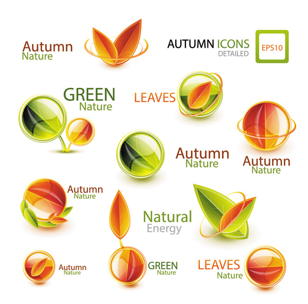 Shiny autumn logos creative design vector