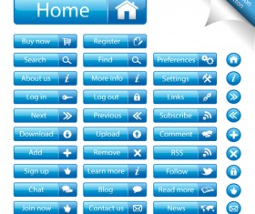 Shiny blue web buttons vectors pack