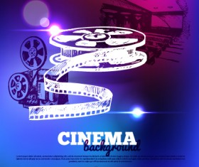 Shiny cinema neon light vector background 02