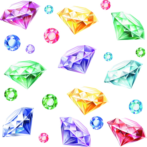 Shiny colored diamonds design vector 01