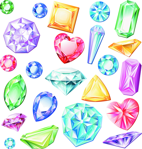 Shiny colored diamonds design vector 02