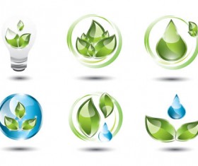 Shiny ecology logos vector material