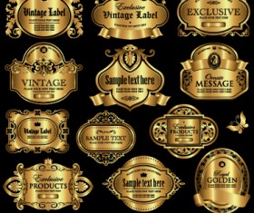 Shiny golden label luxury design vector 01