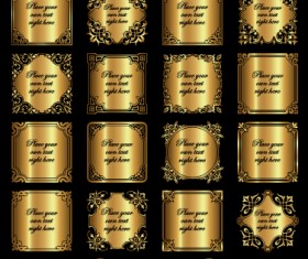 Shiny golden label luxury design vector 02