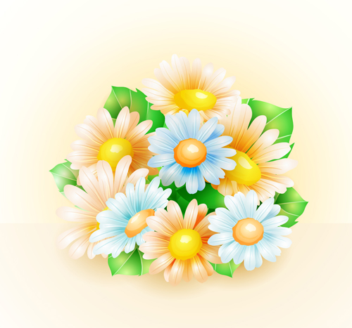 Shiny spring flowers creative background vector 02