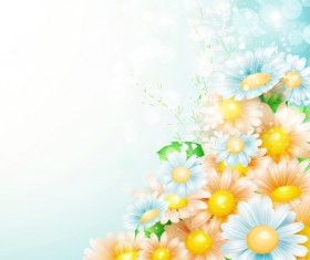 Shiny spring flowers creative background vector 03