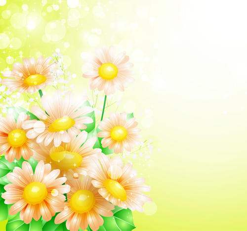 Shiny spring flowers creative background vector 04