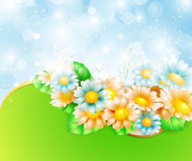 Shiny spring flowers creative background vector 05