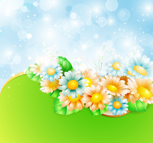 Shiny spring flowers creative background vector 05