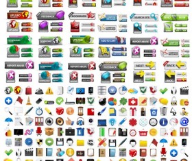 Shiny web buttons and web icons vector