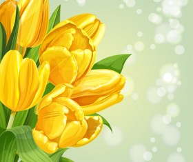 Shiny yellow tulips vector background art