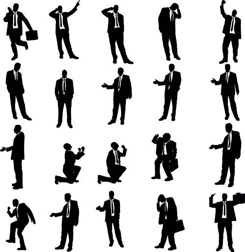 Vector set of businessman silhouettes graphics 01