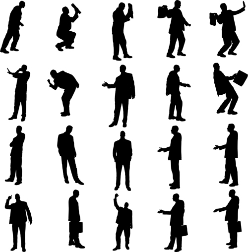 Vector set of businessman silhouettes graphics 02