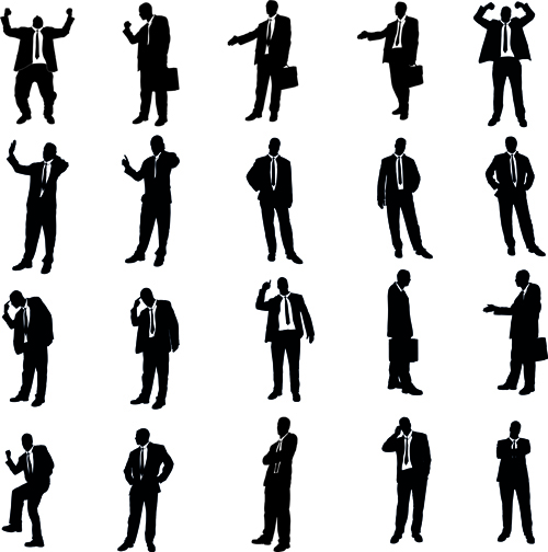 Vector set of businessman silhouettes graphics 03