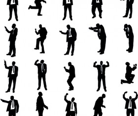 Vector set of businessman silhouettes graphics 04