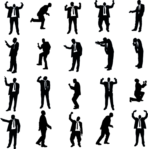 Vector set of businessman silhouettes graphics 04