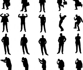 Vector set of businessman silhouettes graphics 05