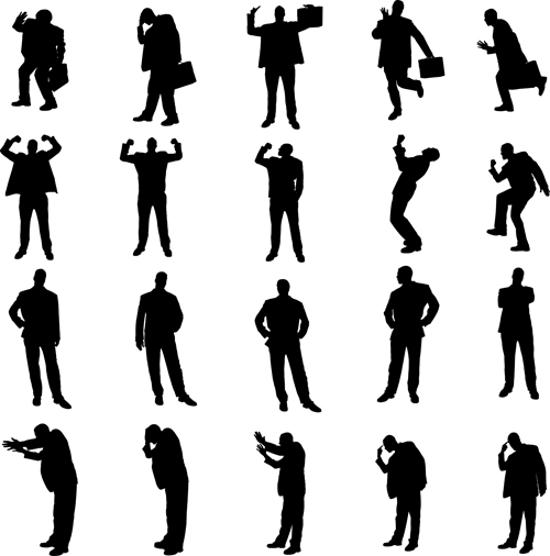 Vector set of businessman silhouettes graphics 05