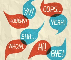 Text short words and speech bubbles design vector 04