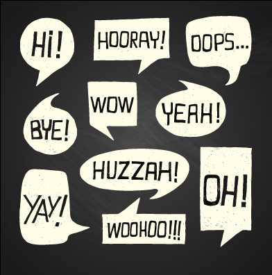 Text short words and speech bubbles design vector 05