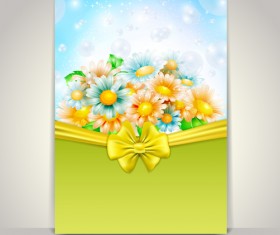 Spring flowers with bow card vector