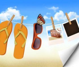 Summer beach vacation background art vector 02