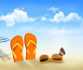 Summer beach vacation background art vector 04