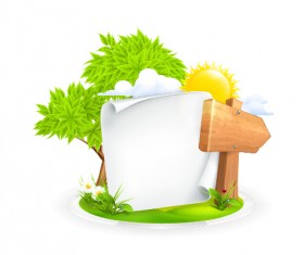 Summer elements with blank paper background vector 02