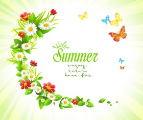 Summer flower with butterflies background material