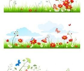 Summer flower with butterflies nature elements vector 02
