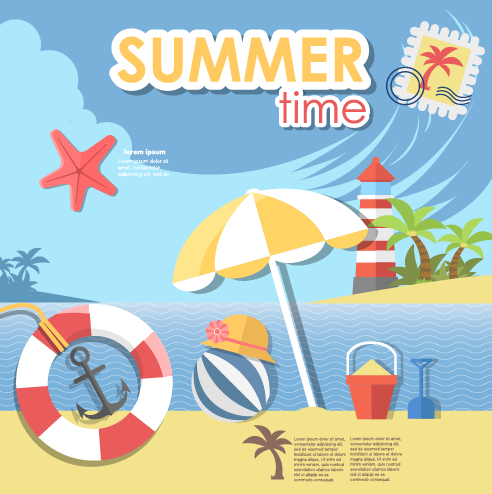 Summer travel time creative background graphics 01