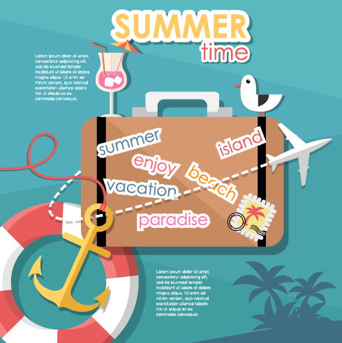 Summer travel time creative background graphics 04