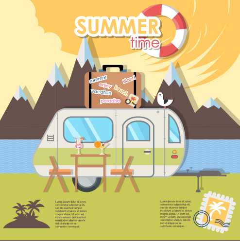 Summer travel time creative background graphics 05