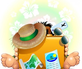Summer travel with holiday background art vector 03