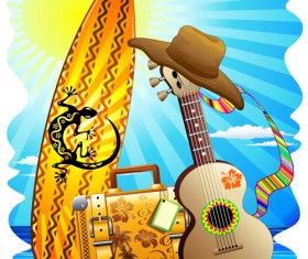 Summer travel with holiday background art vector 04