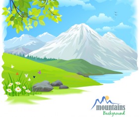 Tree and natural scenery vector background 01