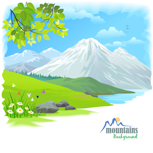 Tree and natural scenery vector background 01