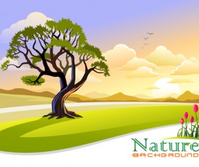 Tree and natural scenery vector background 02