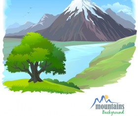 Tree and natural scenery vector background 04