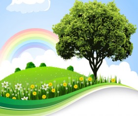 Tree and natural scenery vector background 06