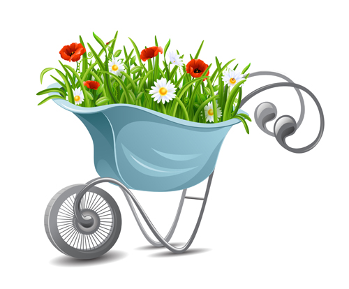 Trolley with flower design vector