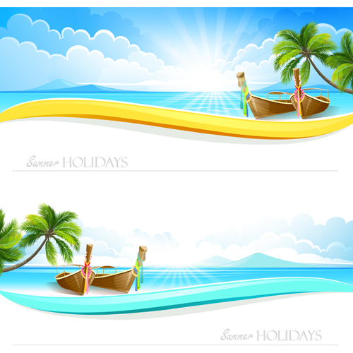 Tropical islands holiday background design vector 01