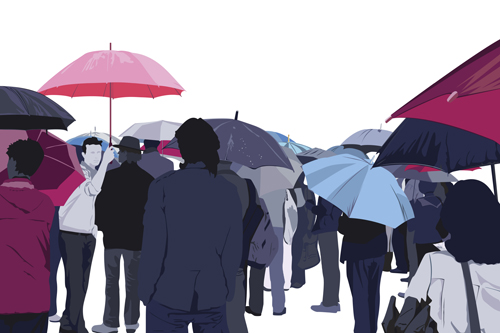 Umbrella and people silhouettes design vector